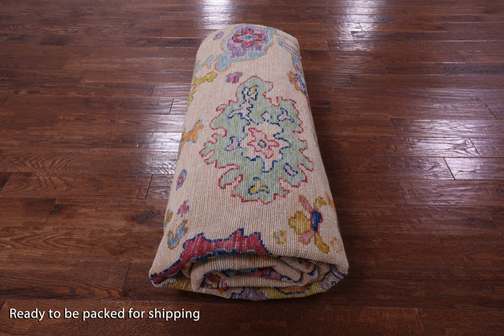 Turkish Oushak Handmade Wool Rug 9' 11" X 14' 2" - Q16109