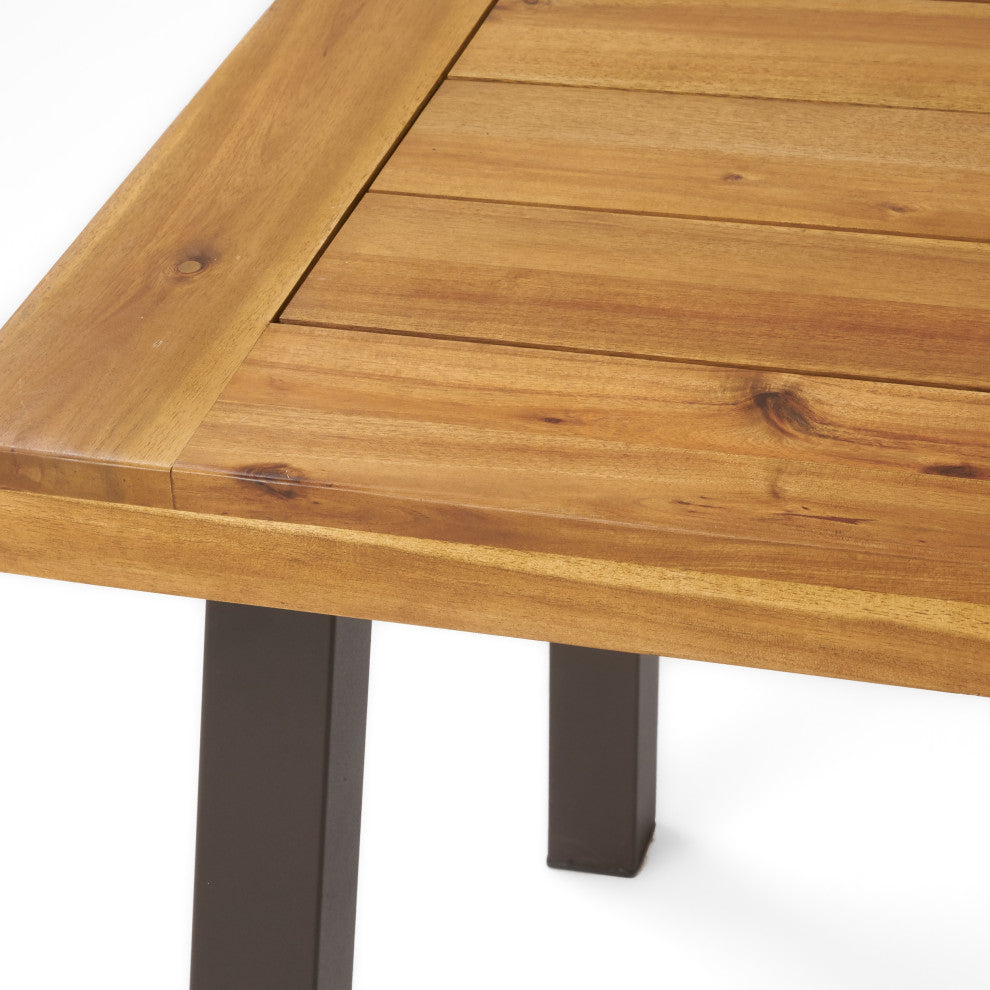 Daria Natural Stained Acacia Wood Dining Table, Natural Stained