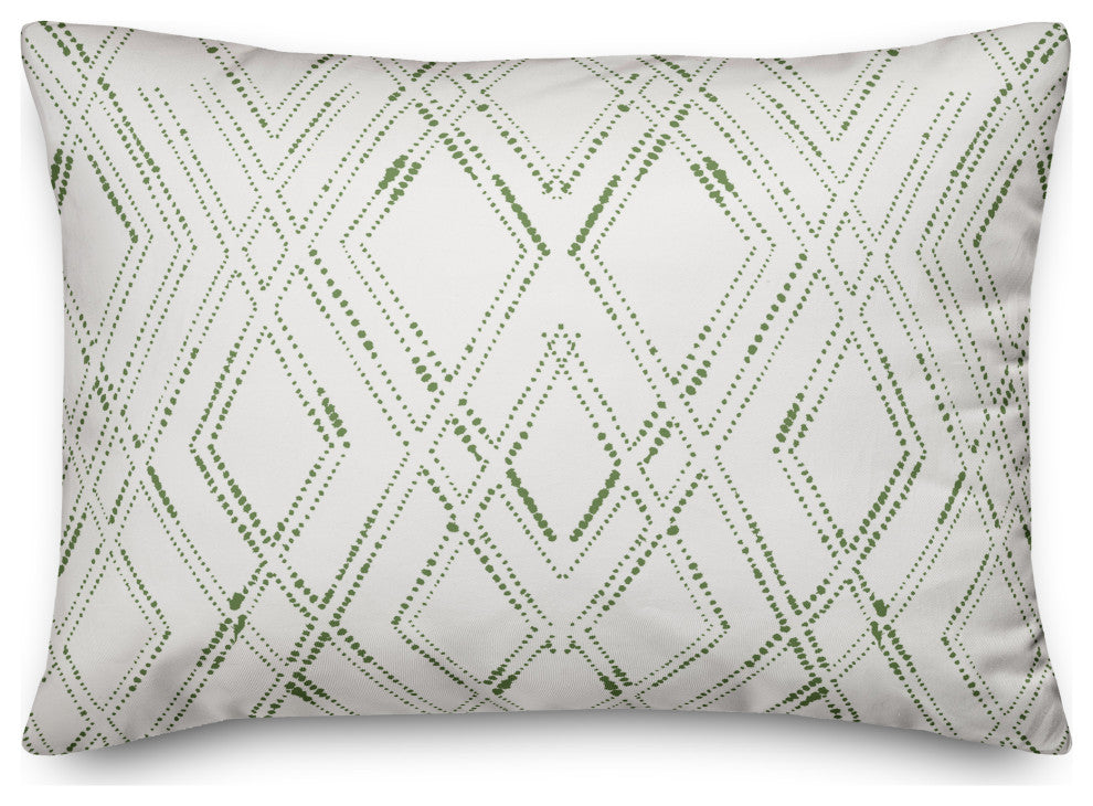 White and Green Diamond 20x14 Spun Poly Pillow
