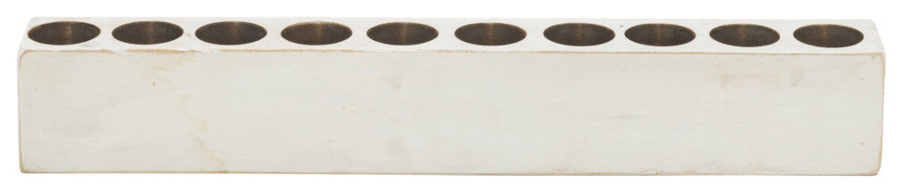 Distressed White 10 Hole Sugar Mold Candle Holder