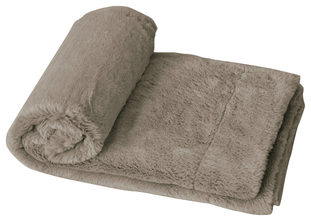 Solid Light Faux Fur Throw Blanket Couch Cover, Pure Cashmere