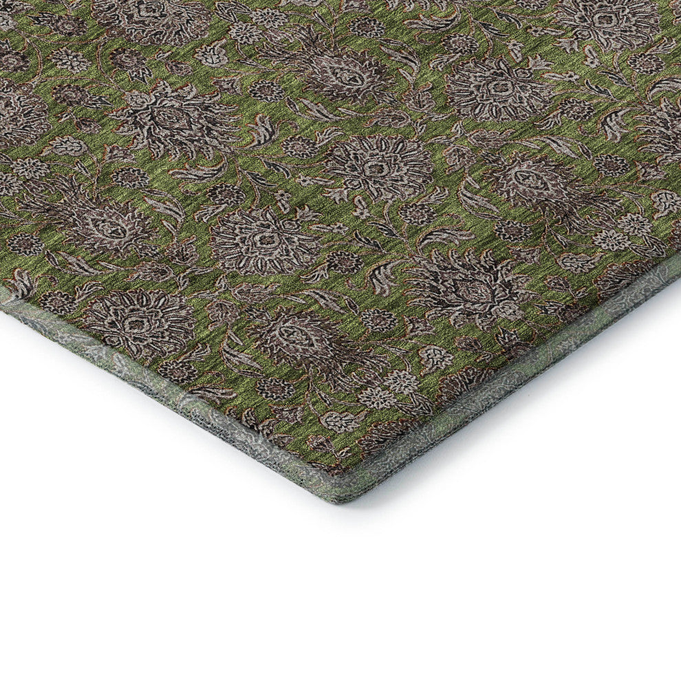 Premium Machine Washable Mayfield AMF702 Olive 10' x 14' Rug