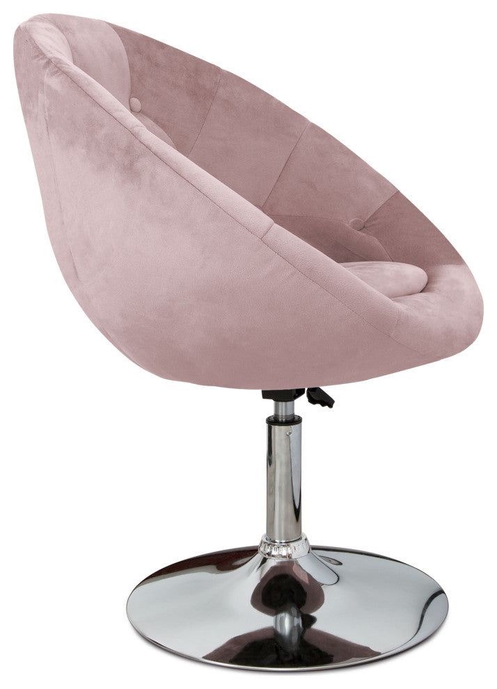 Antoinette Round Tufted Vanity Chair, New Pink Velvet