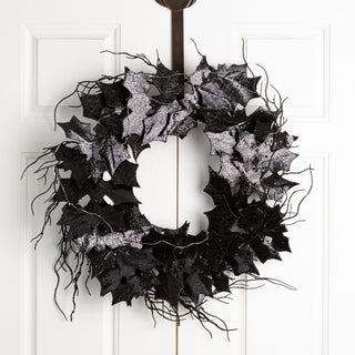 26"D Lighted Halloween Bat Wreath