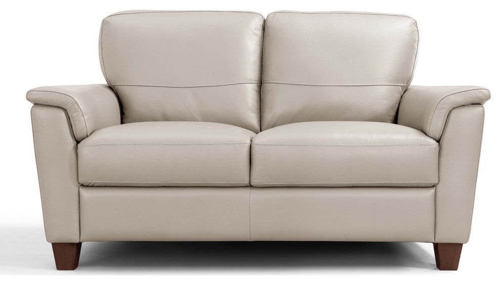 62"L Leather Upholstery Loveseat, Beige