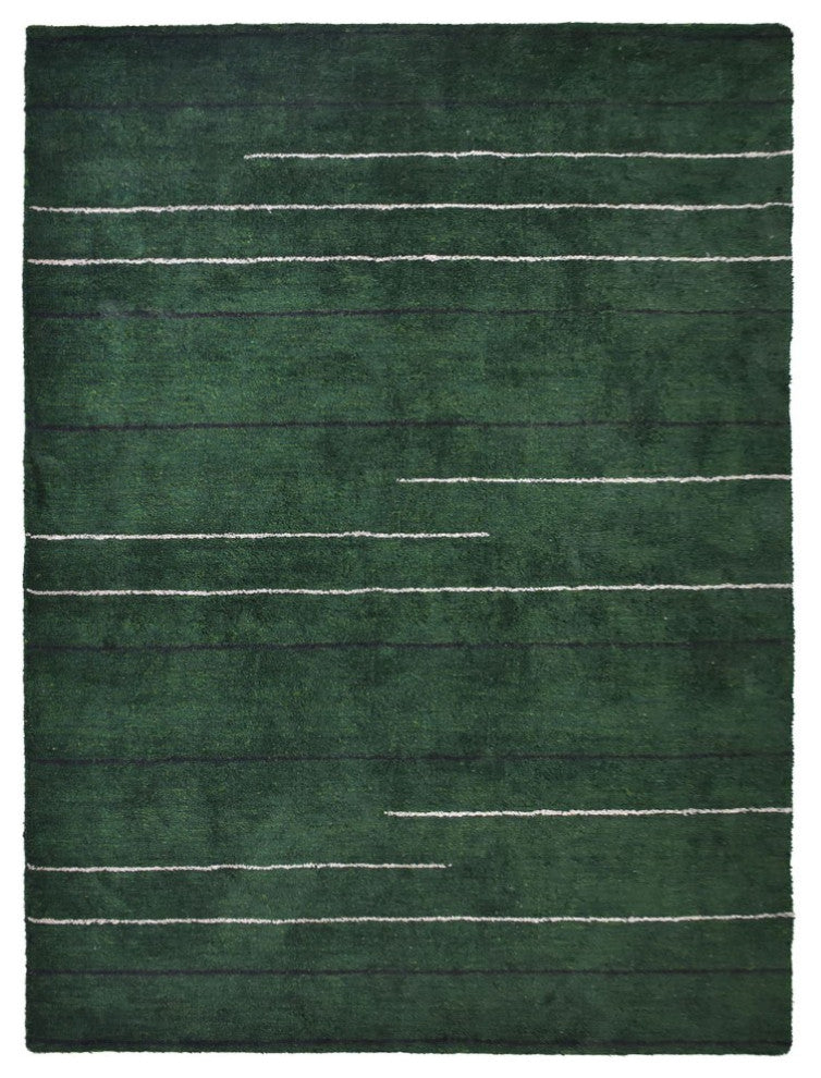 HAND KNOTTED LOOM SILK AREA RUGS-8'x10',Rectangle,Dark Green,Contemporary