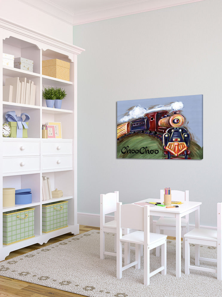 Marmont Hill, "ChooChoo" by Reesa Qualia Painting Print on Wrapped Canvas, 30x20
