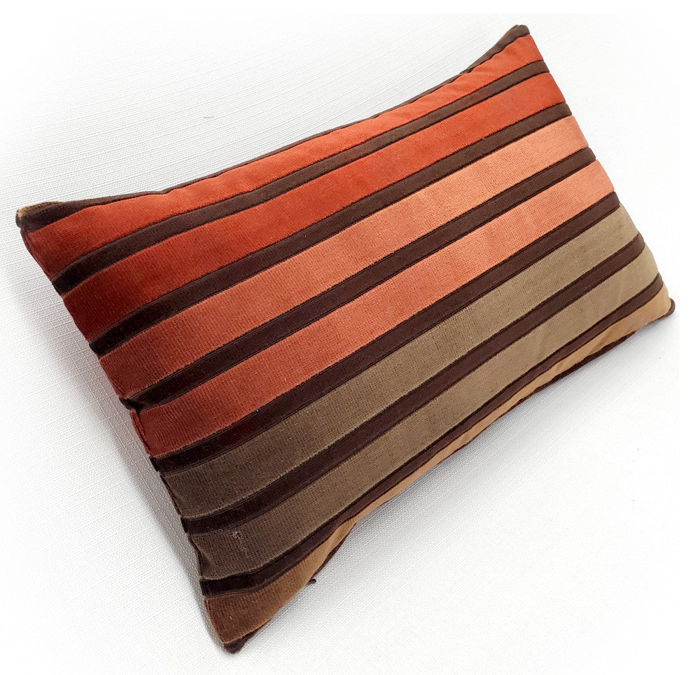 Canyon Stripes Velvet Throw Pillow 12x20