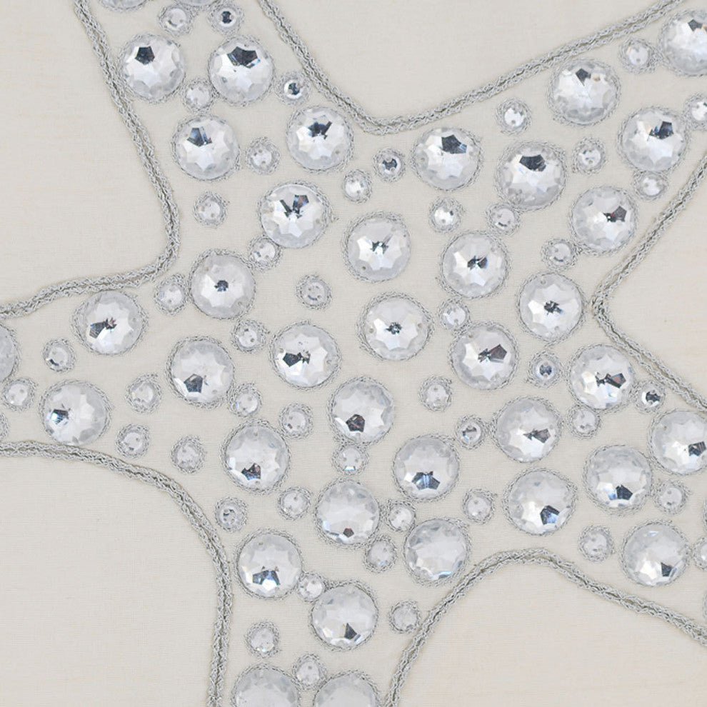 Ivory Decorative Euro shams 26"x26" Cotton, Starfish Crystals
