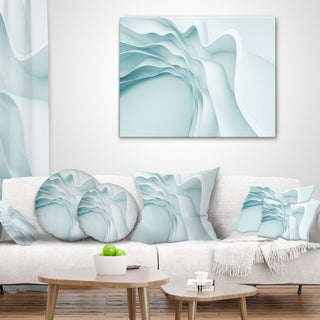 Fractal Large Blue 3D Waves Contemporary Throw Pillow, 18"x18"