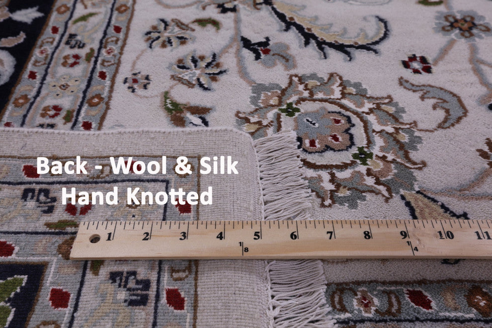 Hand-Knotted Persian Nain Wool & Silk Rug 9' 0" X 12' 5" - Q14747