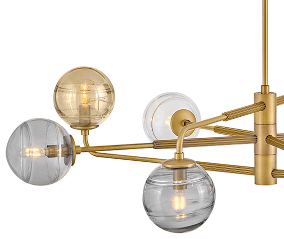 Fredrick Ramond Oberon Large Adjustable Single Tier Chandelier, Heritage Brass