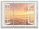 "Open Window to Brown Seashore" Metal Wall Art, 3 Panels, 36"x28"