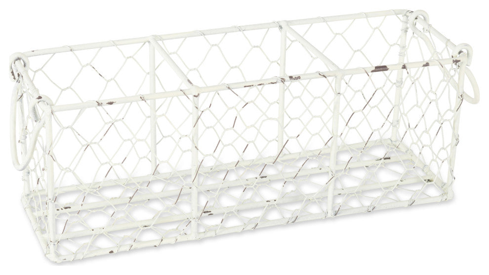 Antique White Flatware Caddy With Clear Jars