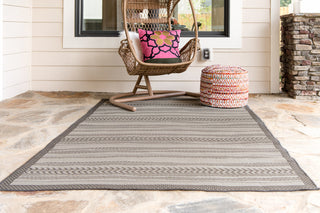 Unique Loom Gray Lines Outdoor 4'x6' Area Rug