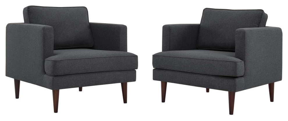 Agile Upholstered Fabric Armchair Set of 2 - Gray