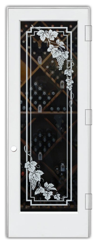 Wine Door - Vineyard Grapes Cascade - Primed - 32" x 84" - Knob on Left -...