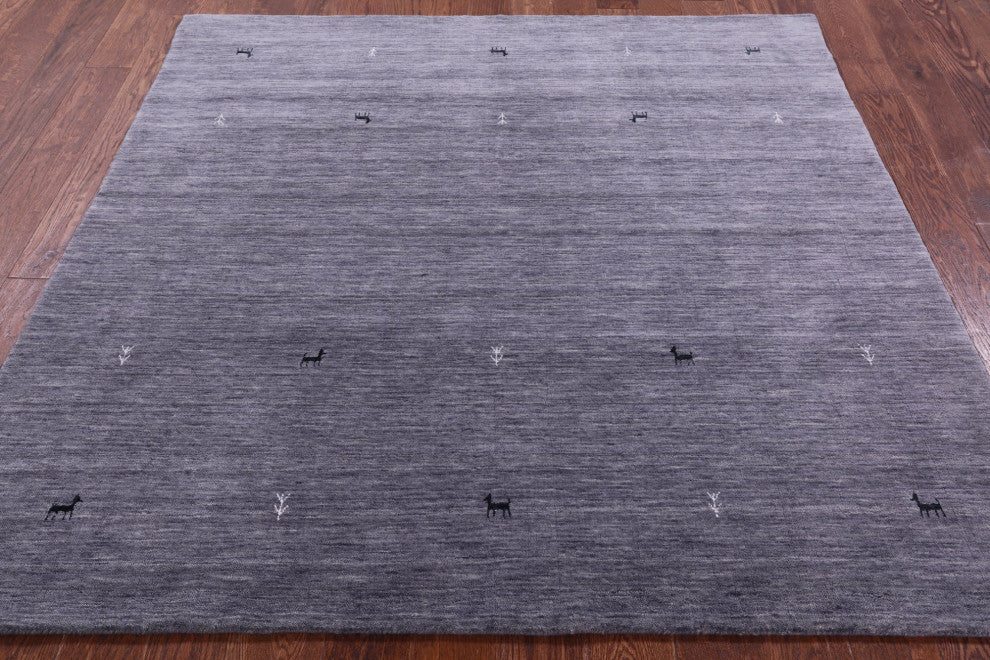 6' Square Hand Knotted Persian Gabbeh Wool Rug - Q15326