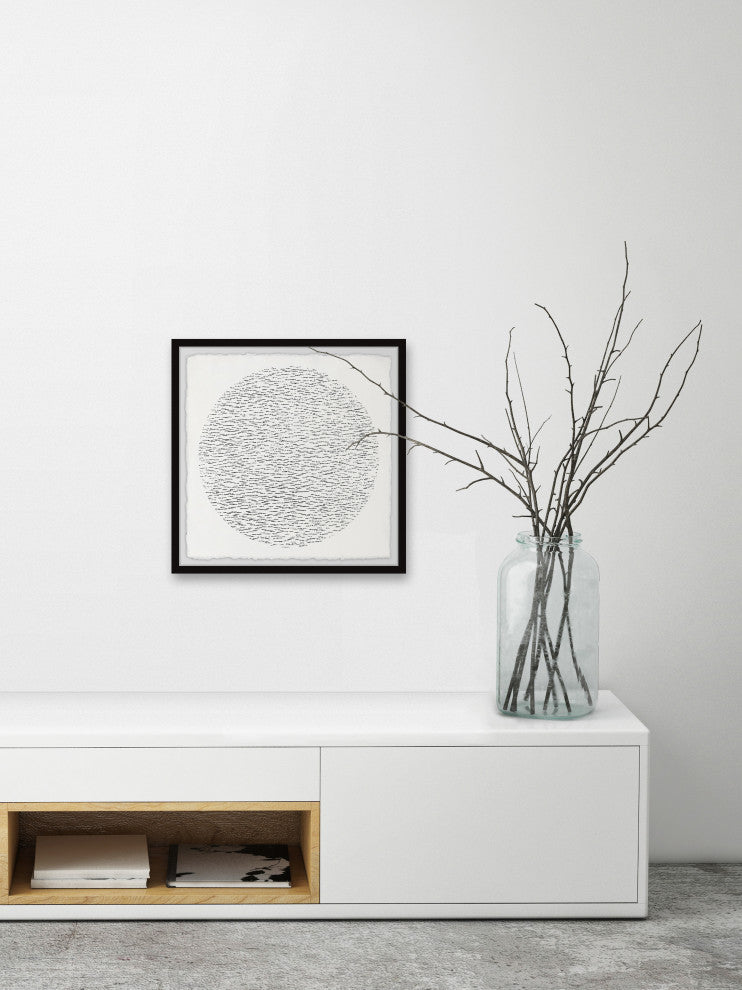 "Static Black" Framed Painting Print, 12x12