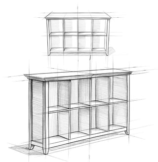 Acadian SOLID WOOD 8 Cube Storage Sofa Table, Brunette Brown