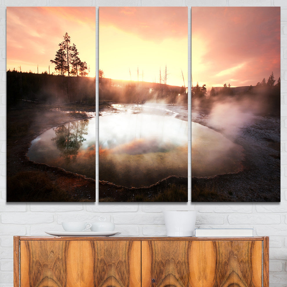 "Evening at Morning Glory Pool" Photo Canvas Print, 3 Panels, 36"x28"