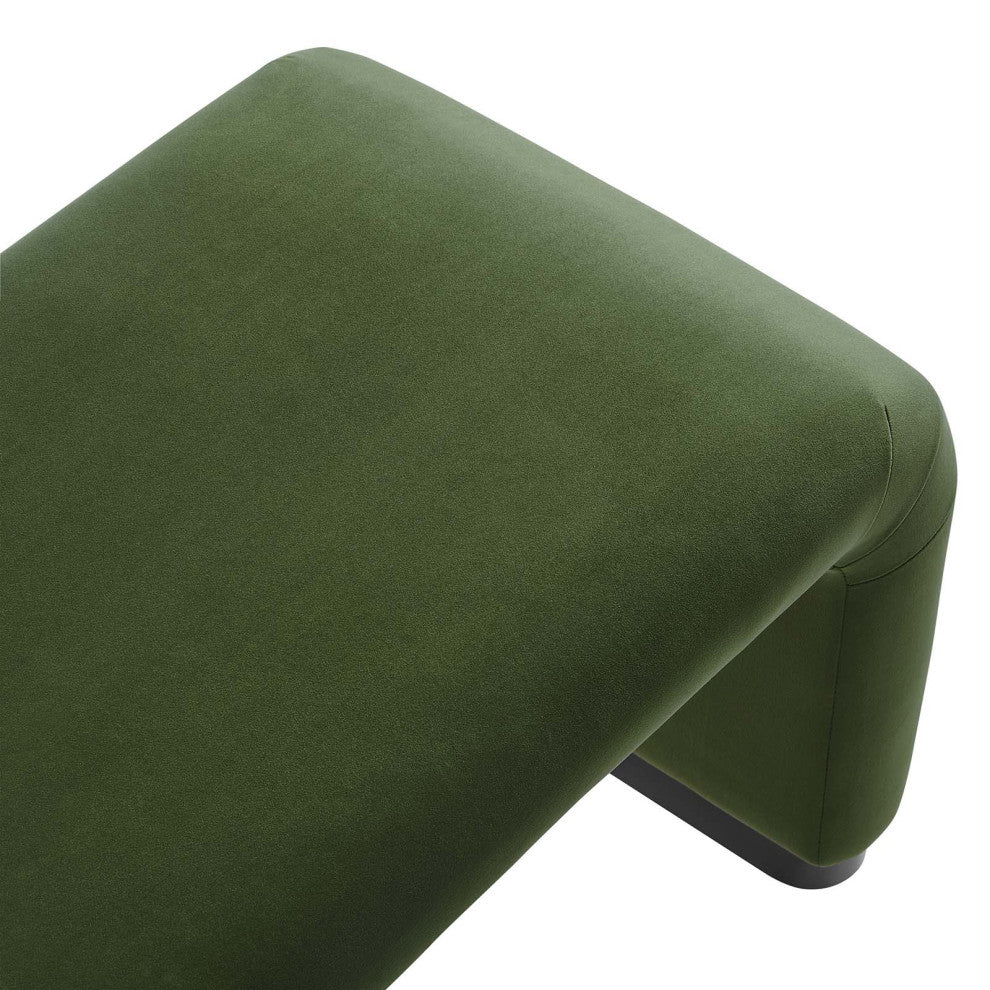 Koda Performance Velvet Waterfall Long Bench - Black Moss Green