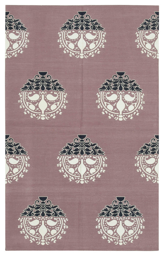 Rug N Carpet - Handmade Wool 5' 0'' x 7' 11'' Geometric Dhurrie Kilim Rug