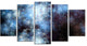 Blue White Starry Fractal Sky, Contemporary Art on Canvas, 60"x32", 5 Panels