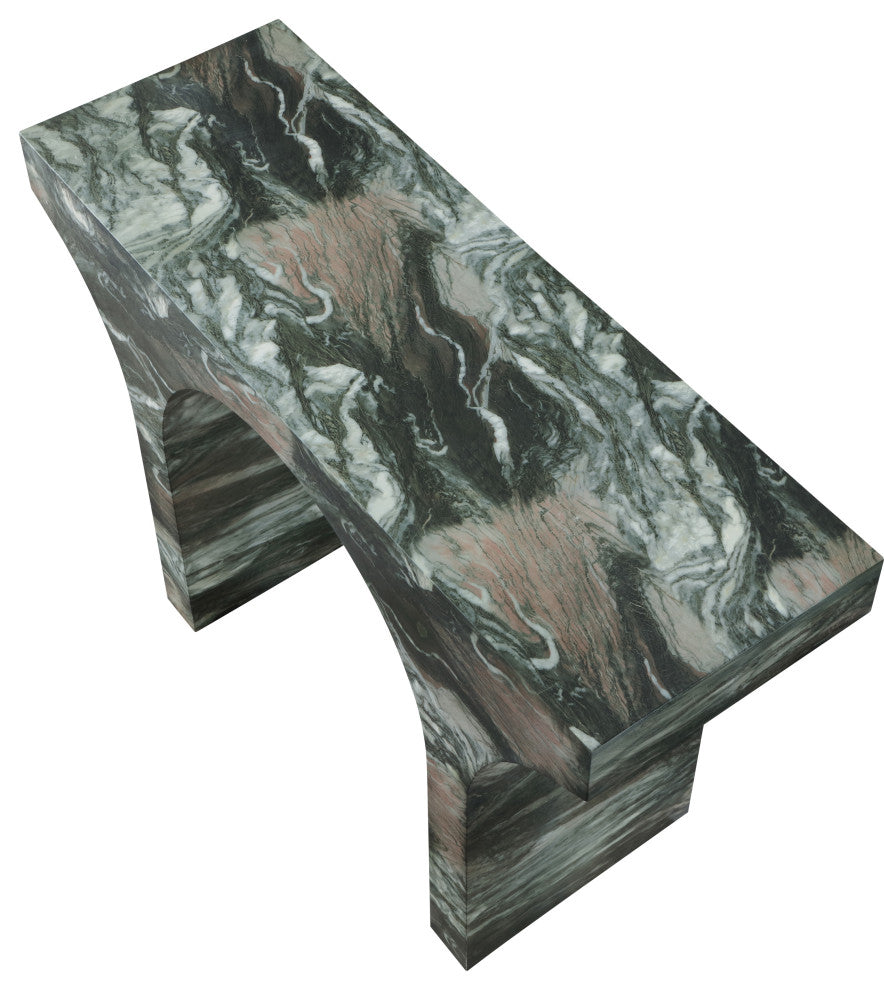 Pomezia Finished Console Table, Green, Marble Finish