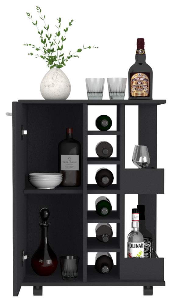 Bar Cart Wells, Living Room, Black
