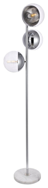 Midcentury Modern Chrome And Clear 3-Light Floor Lamp