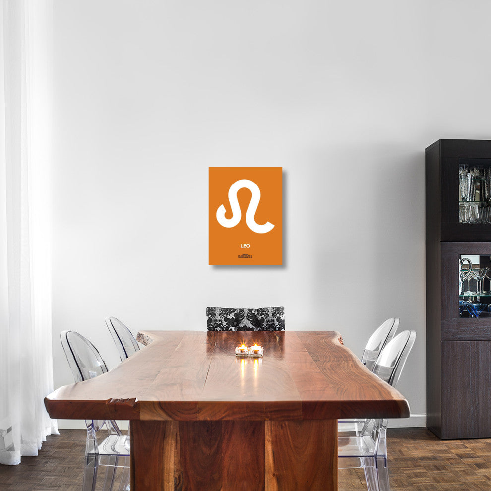 "Leo Zodiac Sign White on Orange" Fine Art Print