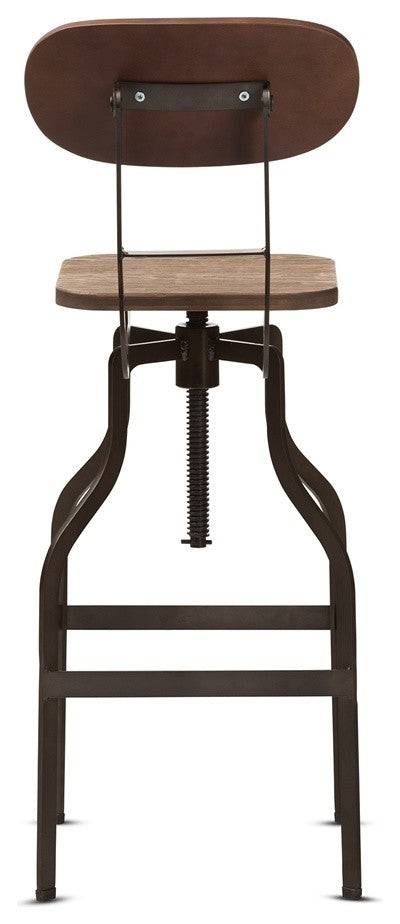 Vintage Industrial Style Wood Rustic Finished Steel Adjustable Swivel Bar Stool