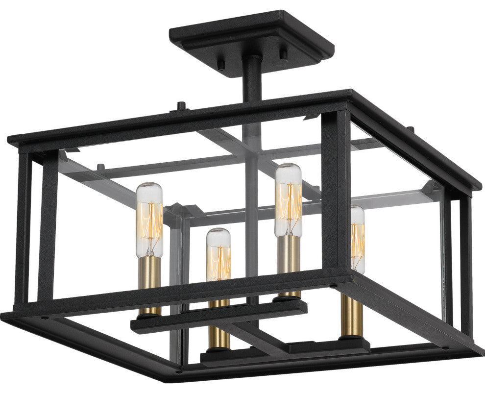 Quoizel CDL1714EK Four Light Semi-Flush Mount, Earth Black Finish