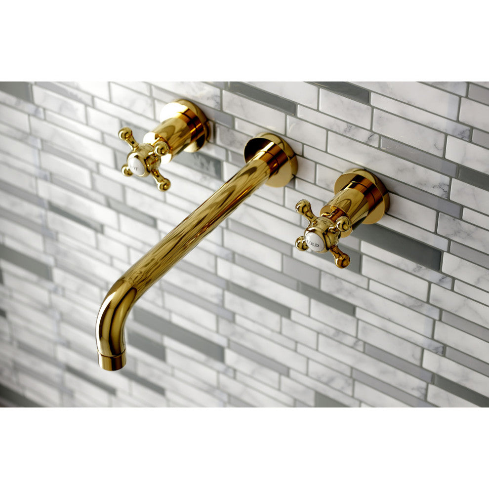 KS8022BX Two-Handle Wall Mount Tub Faucet, Polished Brass