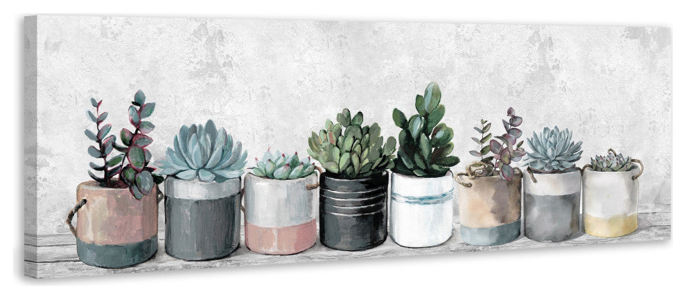 "Wild Succulents, Pots" Painting Print on Wrapped Canvas