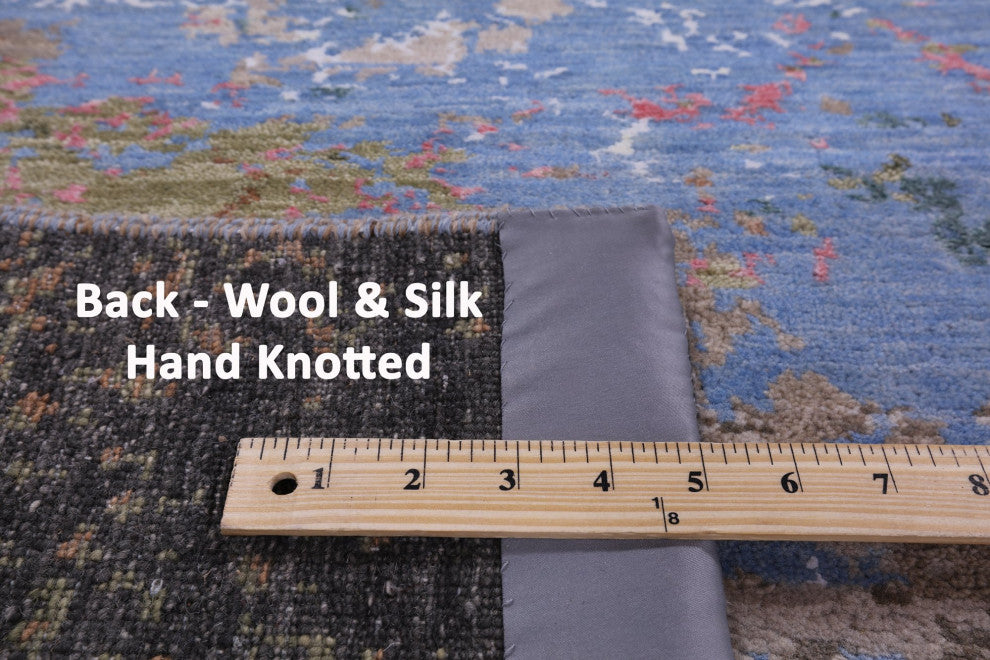 Hand Knotted Wool and Silk Abstract Rug 7' 11" X 10' 0" Q8877