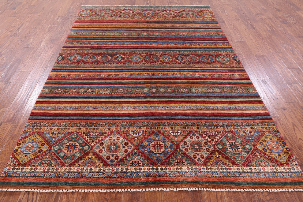 6' 7" X 9' 5" Khorjin Super Kazak Hand Knotted Wool Rug Q10734