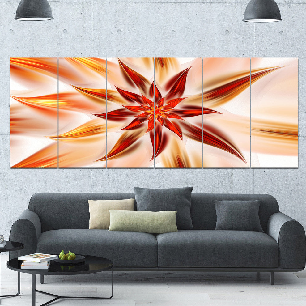 Dance of Brown Exotic Flower, Floral Canvas Art Print, 70"x28", 6 Panels