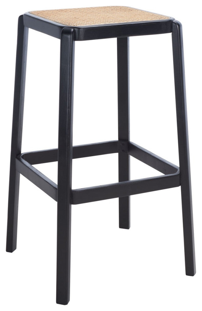Safavieh Silus Backless Cane Bar Stool, Black/Natural