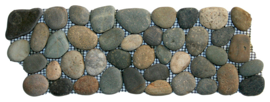Bali Ocean pebble tile border "“ natural stone mosaic, hand-selected