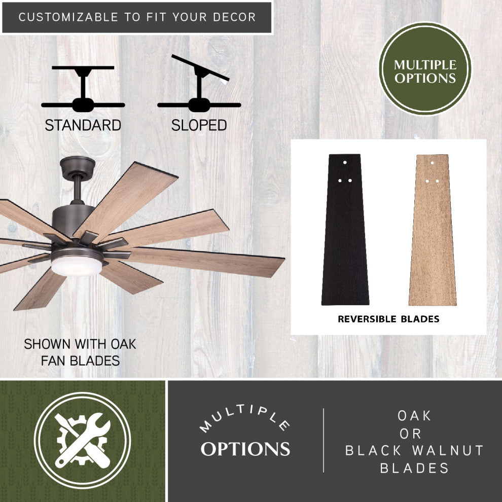 Crawford 60" Ceiling Fan, Dark Nickel