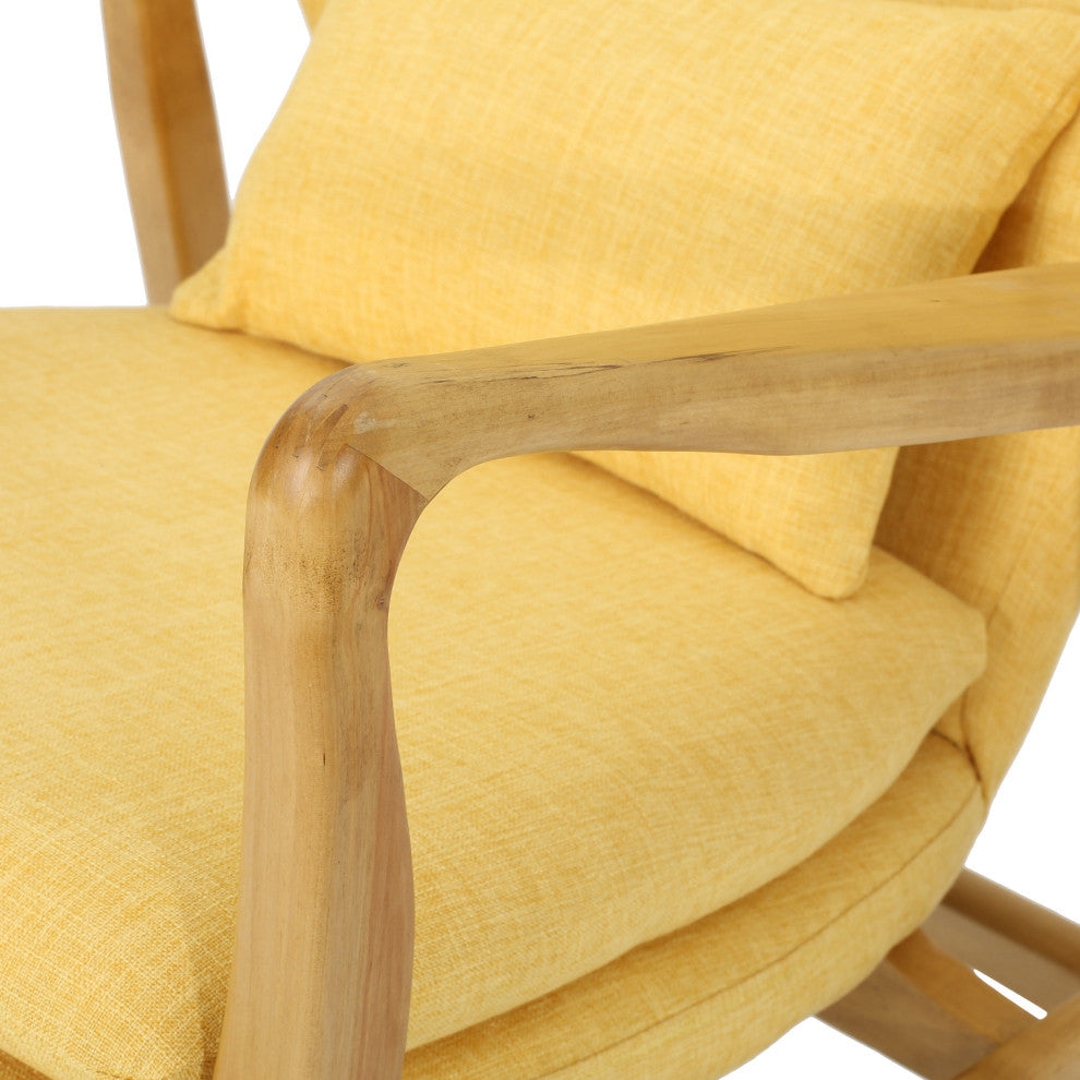 GDF Studio Balen Mid Century Modern Fabric Rocking Chair, Muted Yellow