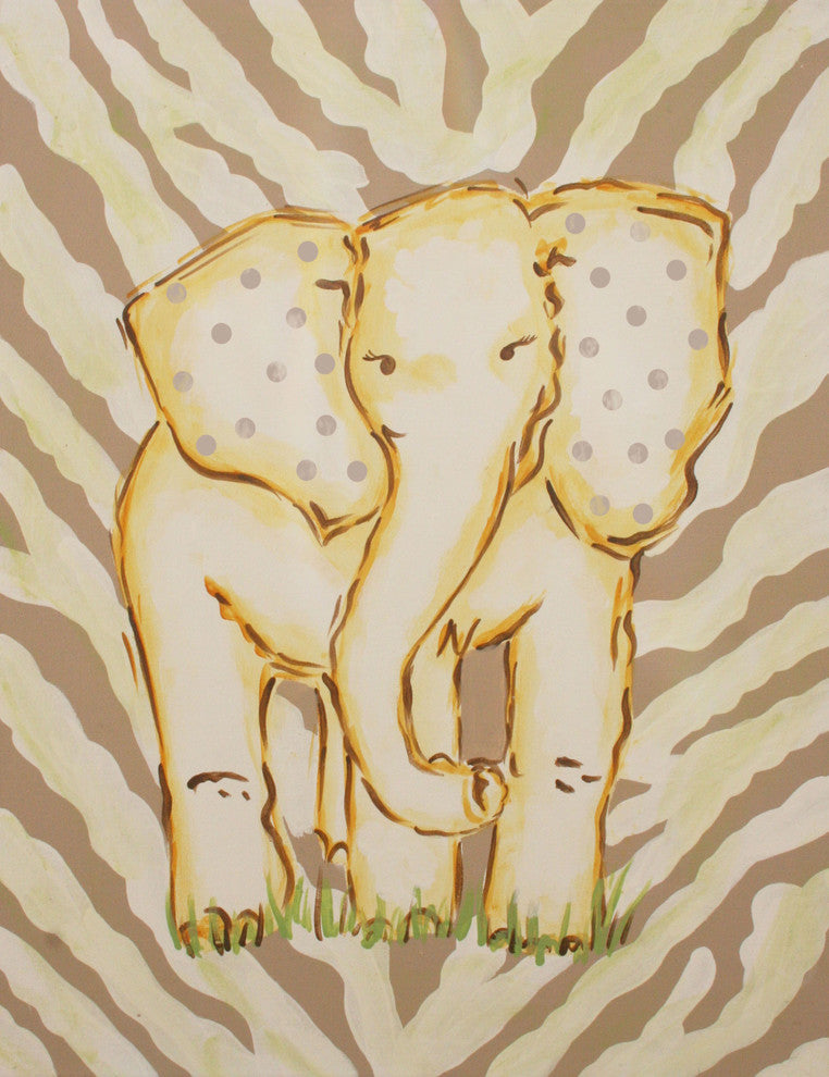 Marmont Hill, "Tan Elephant" by Reesa Qualia Painting on Wrapped Canvas, 24x31