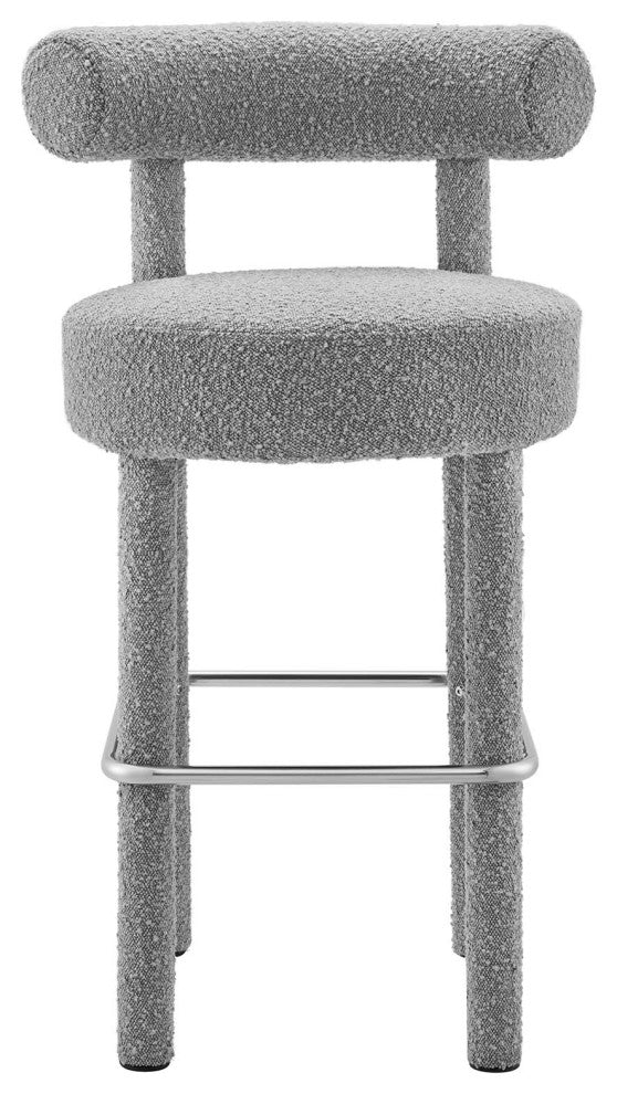 Toulouse Boucle Fabric Bar Stool - Light Gray Silver