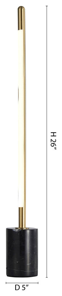 LED Table Lamp, Brass With Black Base