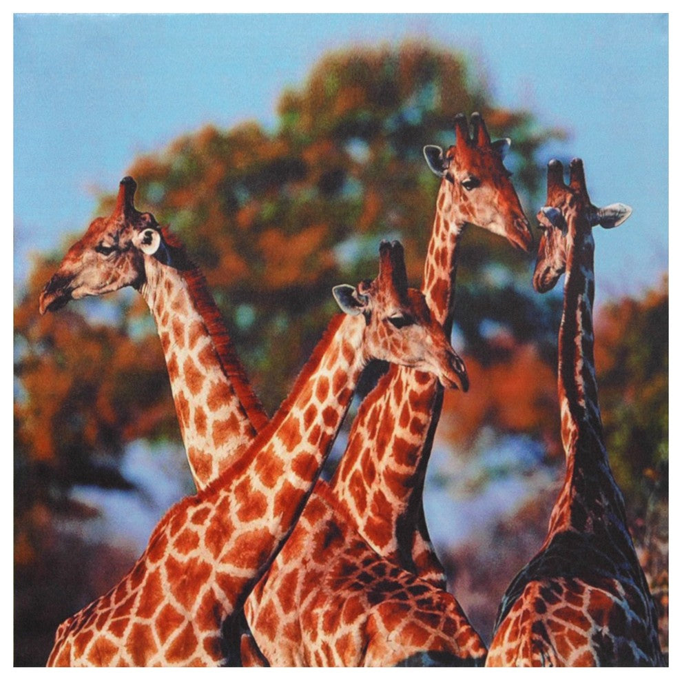 Four Prairie Giraffes Canvas Wall Art