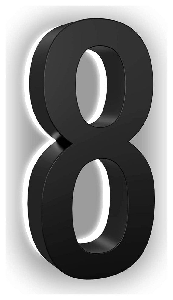 Address Numbers, 7-in. Durable ABS-Polymer, Black, 8