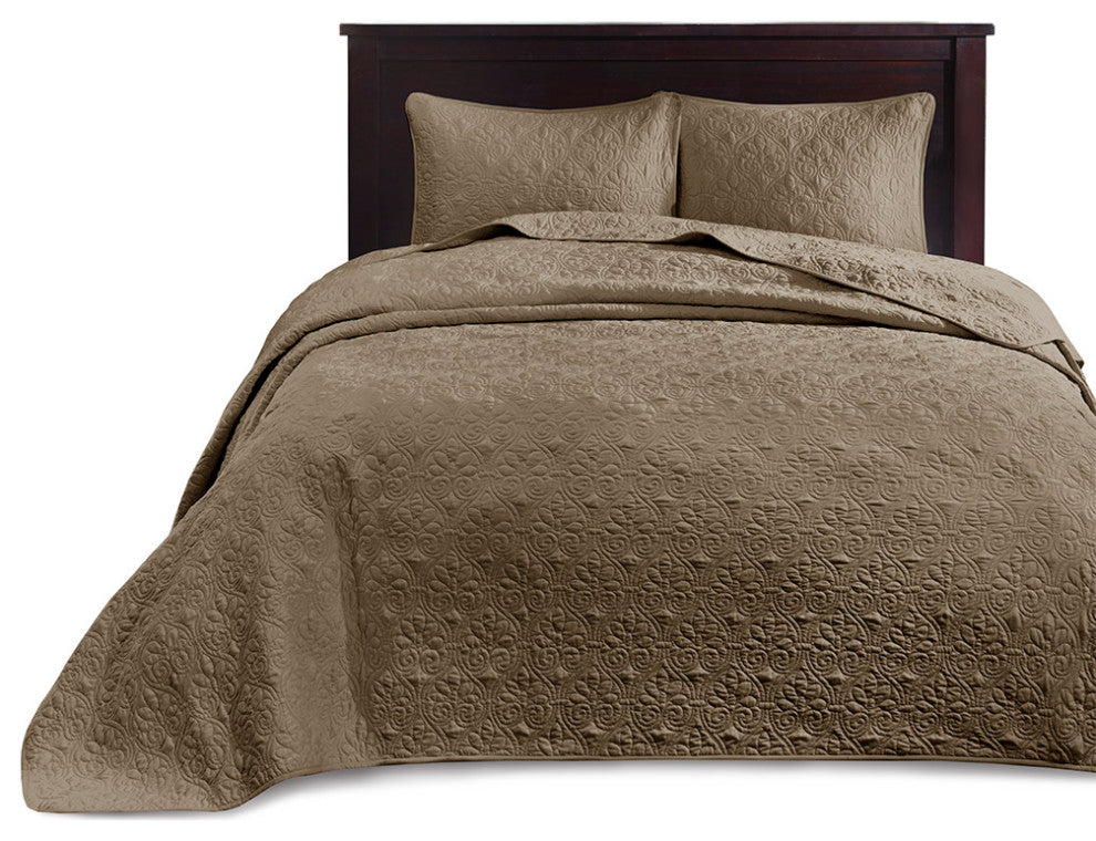 Madison Park Quebec Reversible Bedspread Set, Mocha