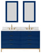 Bristol 60" Vanity, Blue With Mirrors and Hook Faucet